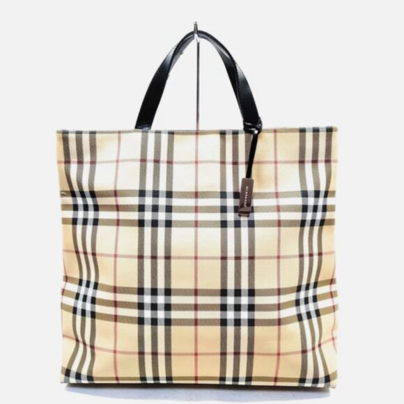 Burberry London Tote Bag Brown PVC - Picture 1 of 9